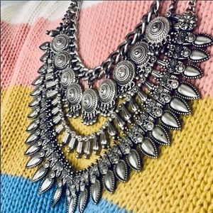 Heavyweight three strand silver boho necklace